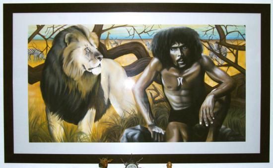 "Savane" fresque au pastel 2m50*1m40